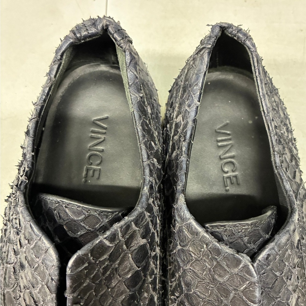 Vince Blair Snakeskin Slip On Women's 7.5 Black Leather Platform Luxe Sneaker - Picture 5 of 15